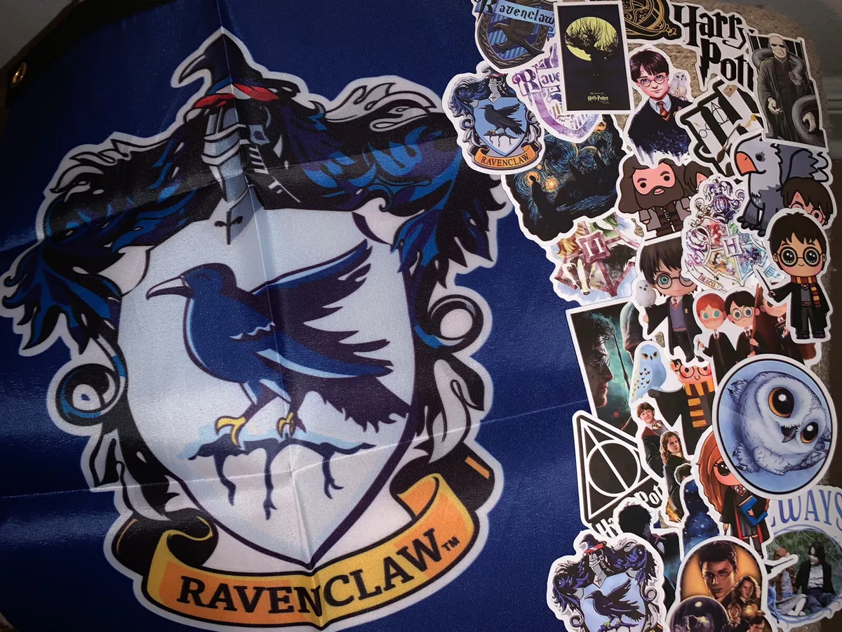 50 pc Harry Potter Vinyl Stickers + Fabric Ravenclaw Banner Lot Hogwarts  Laptops