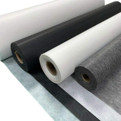 DISCOUNT FABRICS LTD Fusible Iron On Interfacing Buckram Medium Weight White Grey Black 75 90cm Wide