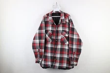 Vintage 90s Streetwear Mens 4XL Distressed Quilted Flannel Button Shirt Jacket