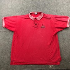 VTG St Louis Cardinals Polo Shirt Mens XL Red Short Sleeve Embroidered Logo *