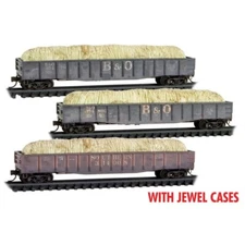 Micro-Trains N 98302243 Baltimore & Ohio Southern Weathered Gondola Hay Load Set