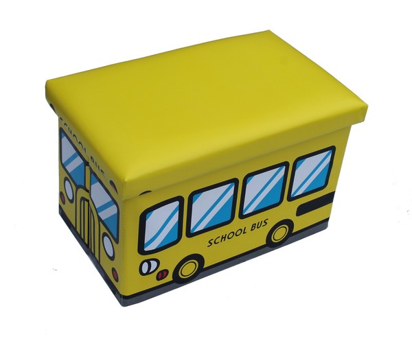 Hocker Faltbarer Spielzeugbox Spielzeugtruhe Spielzeugkiste School Bus-image