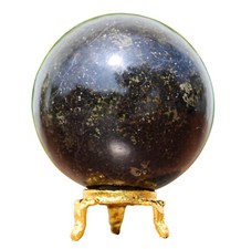 Gro&szlig;e 70 mm schwarze Kupferit Kristall Quarz Chakra Heilstein Kugel