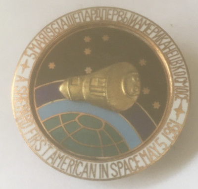 Soviet Russian  USSR  badge  Shepard first American in the Space May 5 1961 rare
