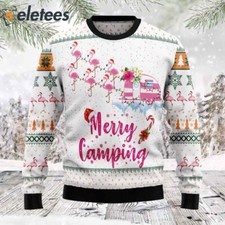 Merry Camping Flamingo Ugly Christmas Sweater BNLPE25J