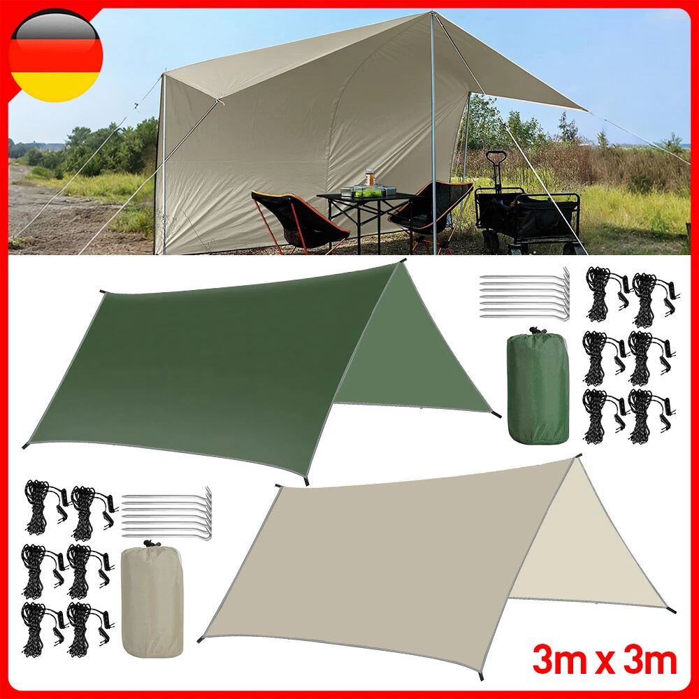 LuxusKollektion Tarp-Zelt Zeltplane Camping Tarp 3x4m Wasserdicht Pu3000mm Haengematte Oesen 6 S0acv0kc