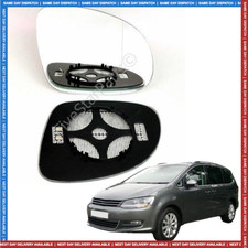 VW Sharan Right Driver wing mirror glass 2010-2021 door side Wide Angle Heated