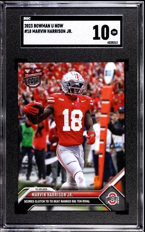 Marvin Harrison Jr 2023 Bowman U Now Card 18 SGC 10 Low POP Arizona Cardinals