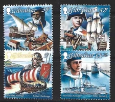 DEC-GIBRALTAR MNH SET SC#798-801 MARITIME HERITAGE SCV$8.15