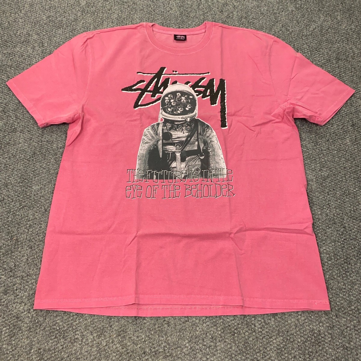 Stussy Spaceman Tee Mens XL Pink Pigment Dyed Astronaut 8