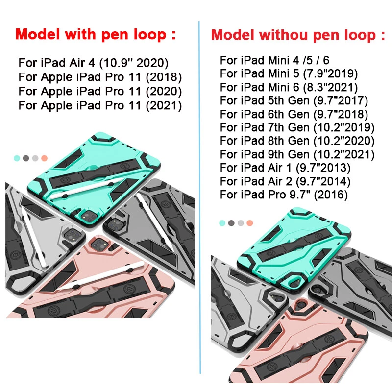 Ударопрочный сверхпрочный чехол-стойка для iPad 7/8/9-го поколения Mini Air Pro 11 дюймов - Изображение 3 из 4
