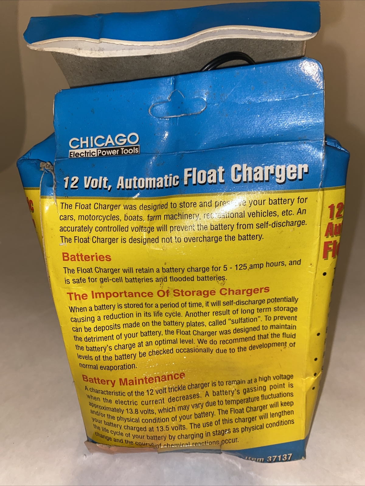 Chicago Electric Power Tools 12V Automatic Battery Float Charger Wet or GelCell eBay