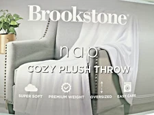 Brookstone Nap Cozy Plush Throw 60 x 70 Solid White Adult 100% Polyester Comfort