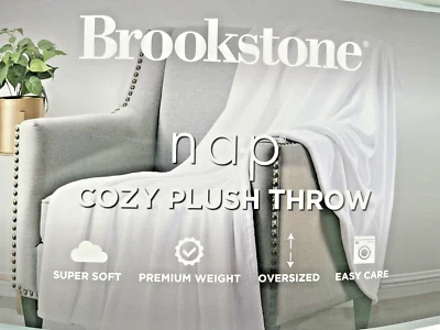 Brookstone Nap Cozy Plush Throw 60 x 70 Solid White Adult 100% Polyester Comfort