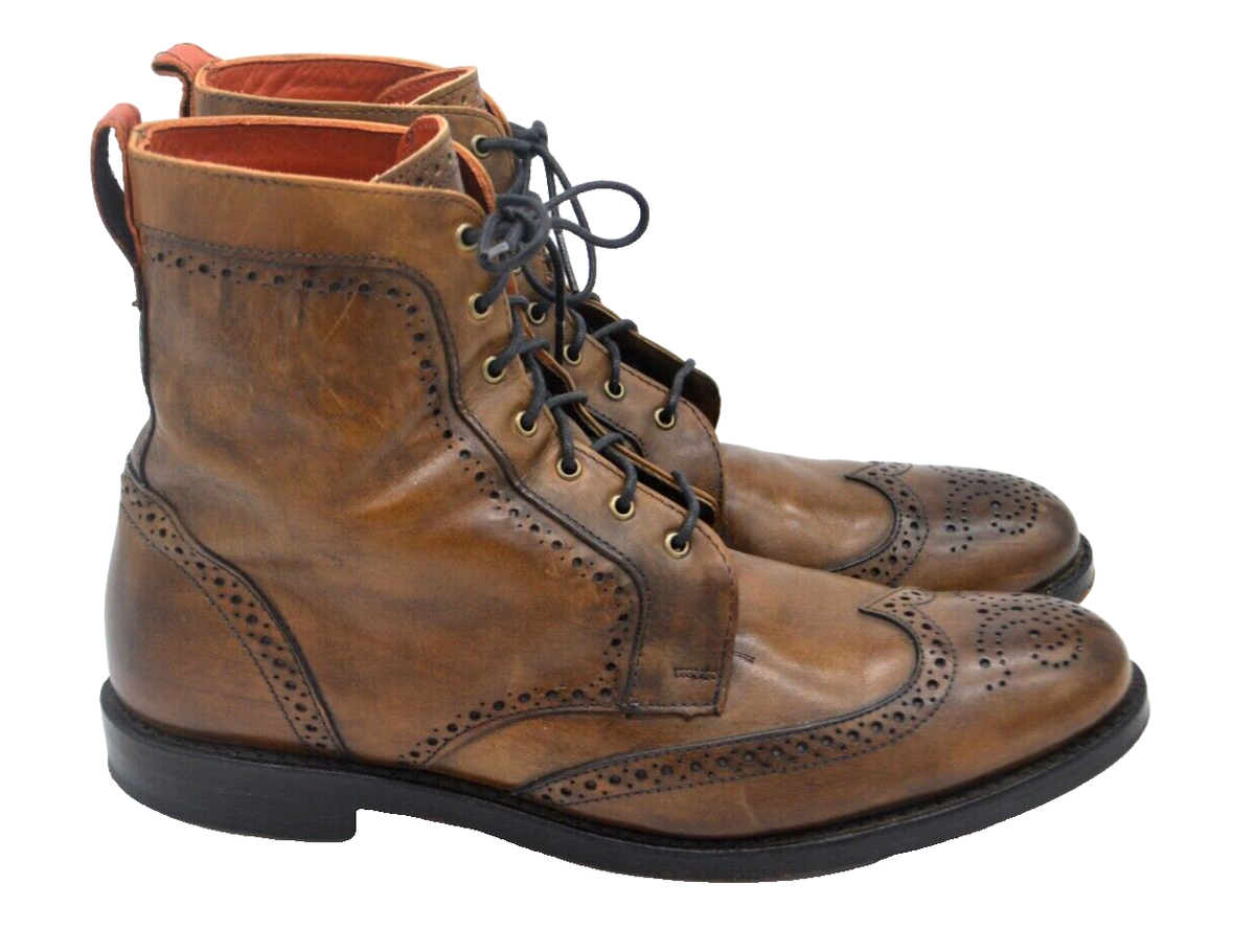 ALLEN EDMONDS Men's Dalton Wingtip Dress Boots SIZE 10 B Brown EUC