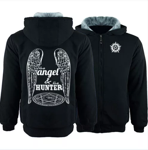 Supernatural Casual Hoodie Winter Fleece Coat Warm Jacket Full-Zip Sweatshirt - Bild 6 von 24