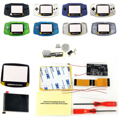 8 Colors GBA V2 IPS Backlight LCD Mod & GBA Pre- Cut Housing shell pikaqi lens