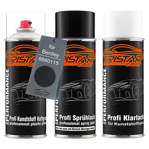 Autolack Spraydosen Set für Kunststoff für Bentley 9560115 Diamond Black Perl - Bild 1 von 9
