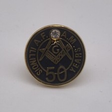 Ancient Free And Accepted Masons AFAM 50 Year Membership Pin Illinois State