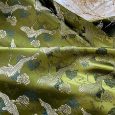 75cm Shiny Brocade Cloth Chinese Crane Pattern Fabric for Sewing Ethnic Clothing