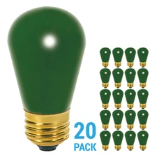 20 Pack GREEN Patio String Light Sign Bulb 120V 11W S14 Medium E26 Base 11S14/G