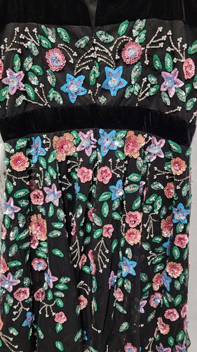 Mac Duggal Size 6 Embellished Floral Appliqué Mini dress, Black Multicolor, $398 - Picture 4 of 8