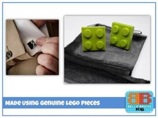 Custom Made 2x2 Building Plate Cufflinks in Lime on Silver Plated Clasp