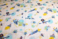 Astronauts Spaceships Fabric. Thin BLEND - Generates Static. 35x41. J24-74