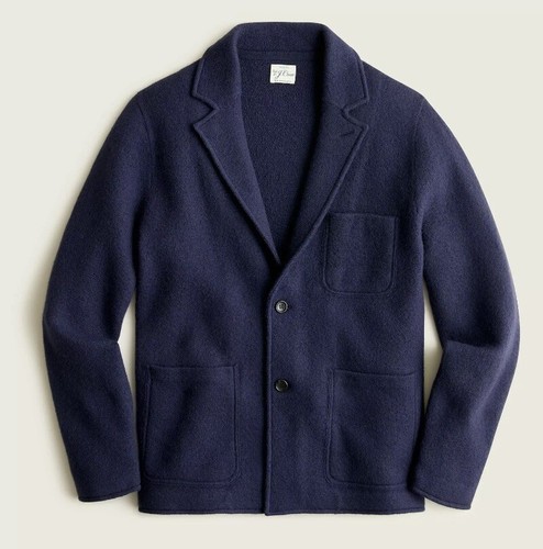Boiled Merino Wool Sweater-Blazer Navy 