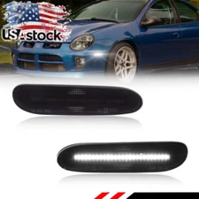 2X Smoke Lens White LED Front Corner Side Marker Lights For 2000-2005 Dodge Neon