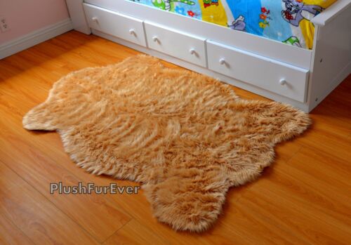 4' x 6' tapis beige fausse fourrure décor maison tapis peau de mouton tapis de pépinière - Photo 1/3