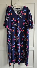 Marimekko Uniqlo Navy Cotton Dress Short Sleeve Pockets Limited Edition - Size M