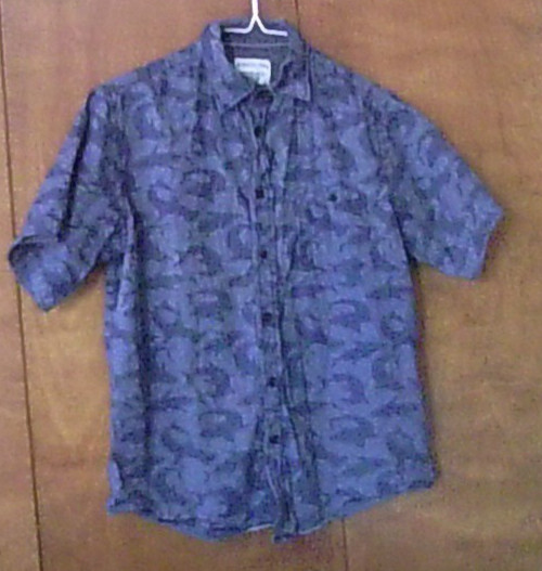 Distortion Boys M 10-12 Cotton Abstract Shark Grid Shirt ButtonUp 1-Pocket EUC