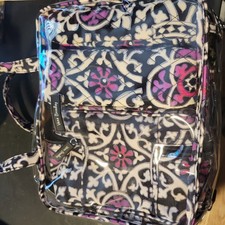 L5- Vera Bradley Travel makeup Bag in purple, white  black Flower design