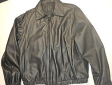 George Genuine Black Leather -Gear For Sports- Mens Quilted Lined Jacket- Size L
