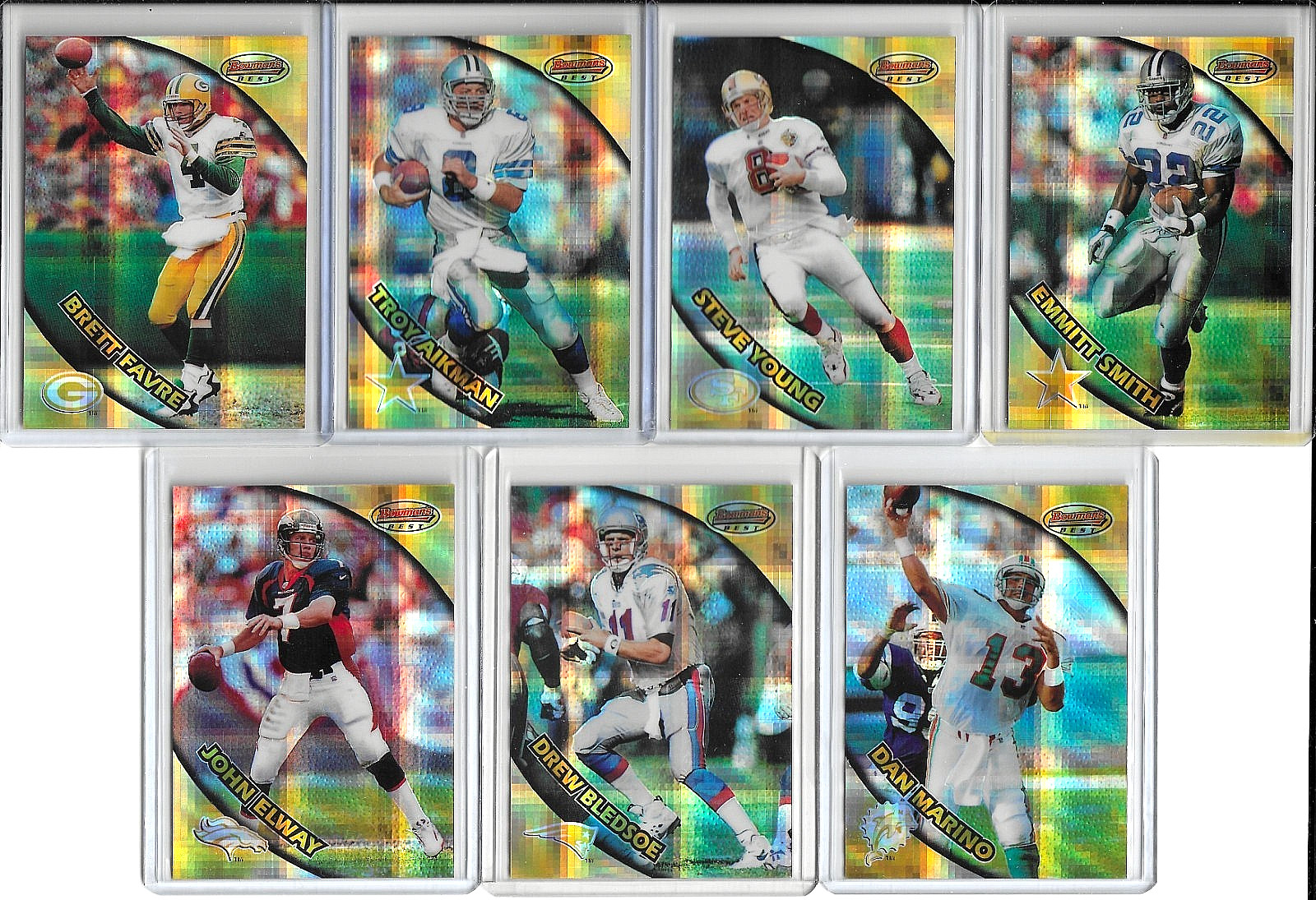 1997 Bowmans Best ATOMIC REFRACTOR LOT(7) Favre, Elway, Young, Emmitt, Marino +2