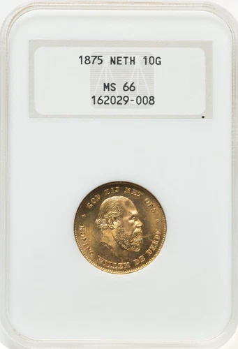 Netherlands - 1875 Willem III 10 Gulden - NGC MS66 - SUPERB COLOR & QUALITY!