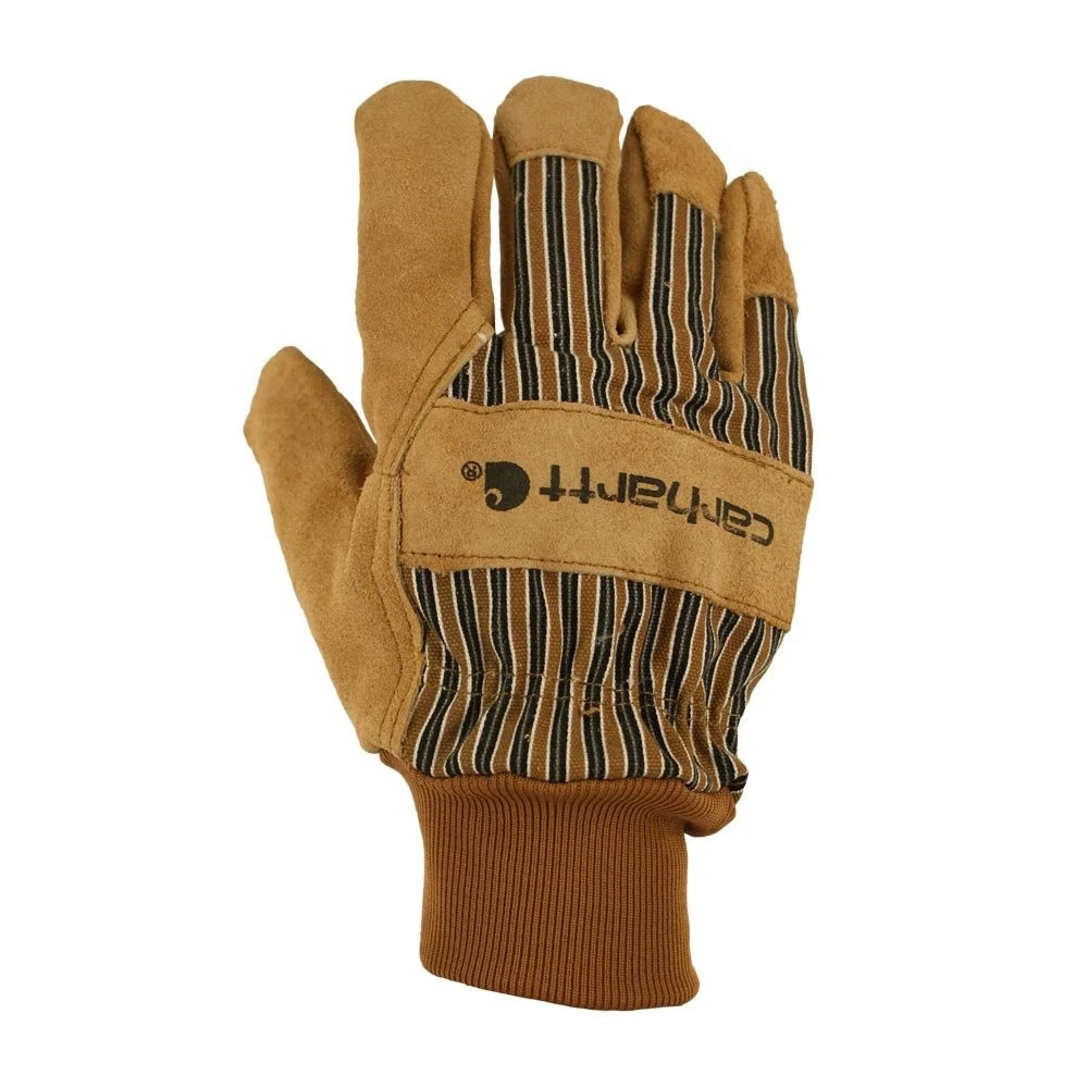 Carhartt Mens Insulated Duck/Synthetic Suede Knit Cuff Glove, Brown, XX-Large