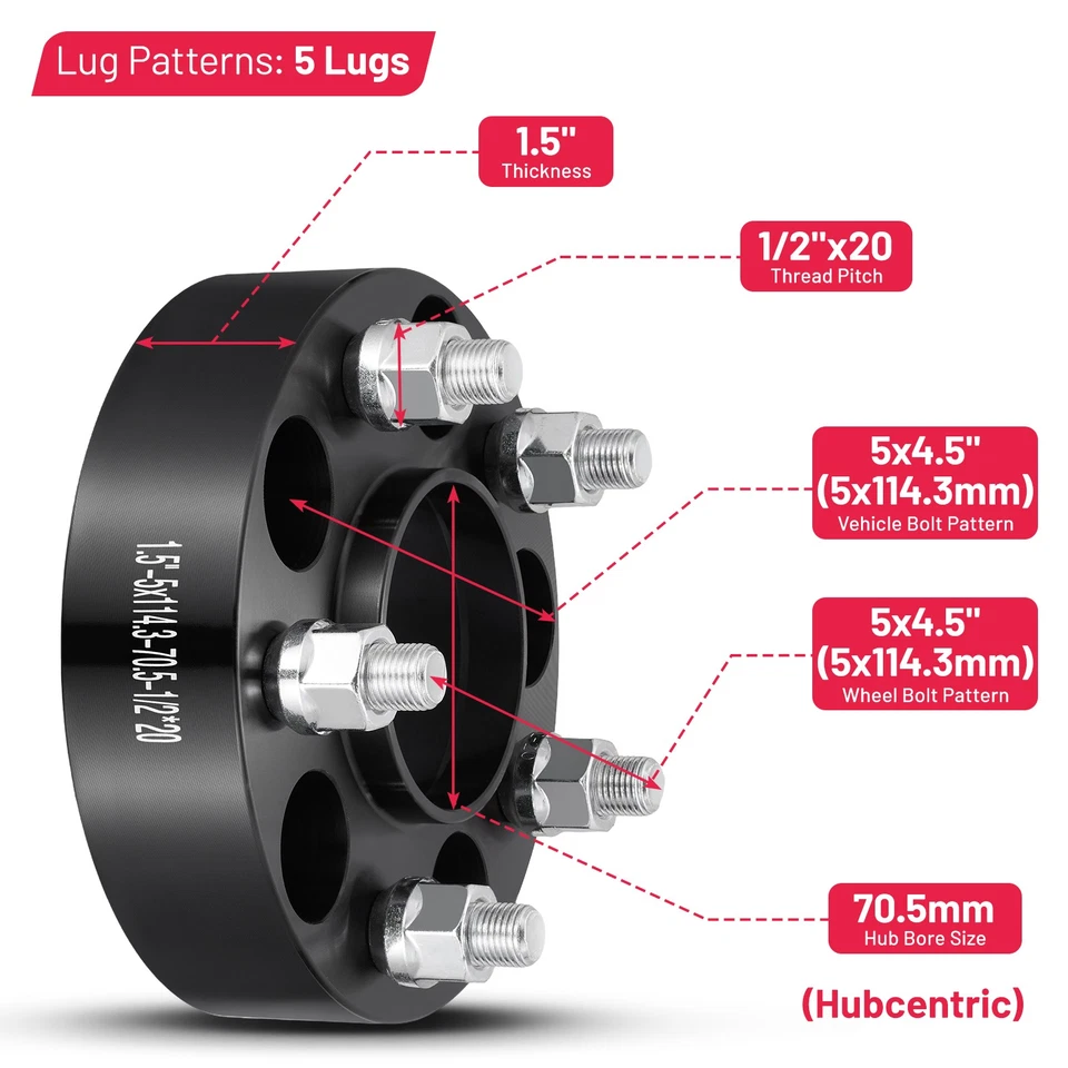4pcs 1.5" 5x4.5 Hubcentric Wheel Spacers For 2001-2010 Ford Explorer Sport Trac Foto 2 de 4