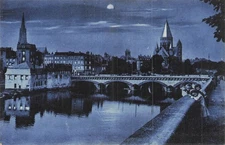 57 Metz, la nuit, le pont moyen.  20990