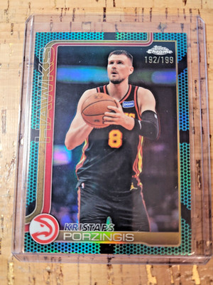 Kristaps Porzingis 2025-26 Topps Chrome Update Aqua Refractor #65 /199 Hawks