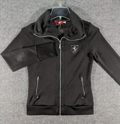 Puma x Ferrari Black Full Zip Track Motorsport Racing High Neck Jacket Womens M