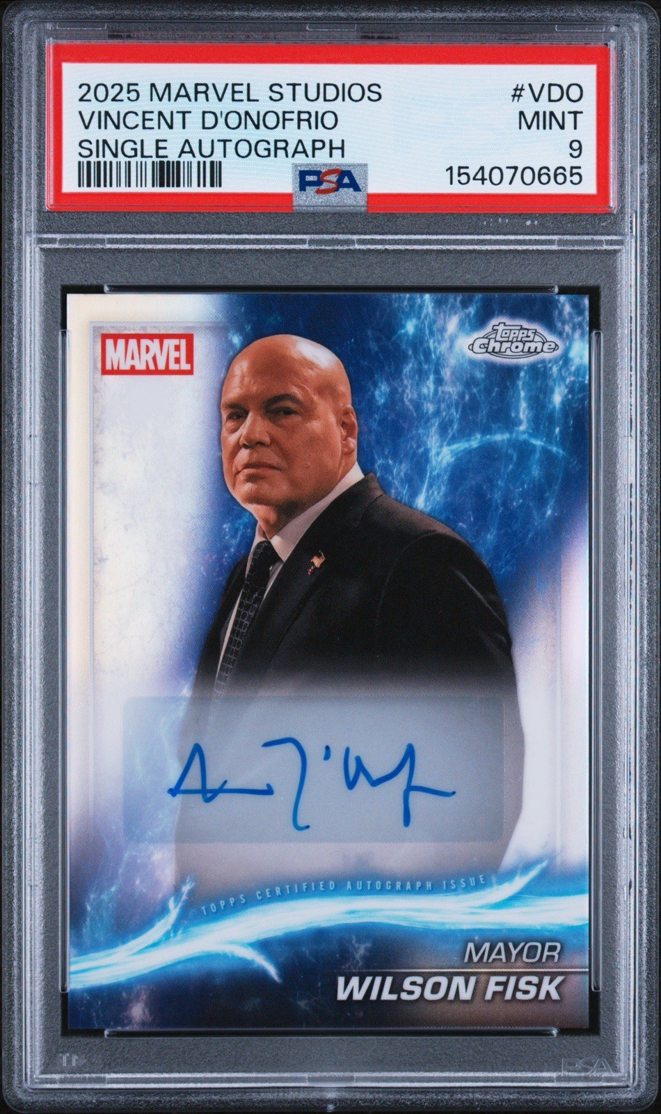 Vincent D'Onofrio as Mayor Wilson Fisk #AA-VDO Marvel 2025 Topps Chrome Studios Autograph trading card — raw and PSA graded price guide