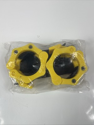 1 Pair 2 inch Olympic Barbell Clamps for Weightlifting Yellow - New Open Box