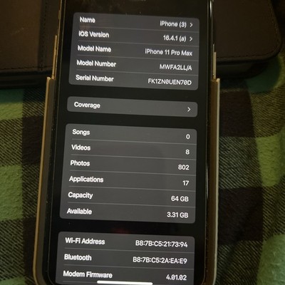 Apple iPhone 11 Pro Max A2161 Unlocked 64GB Space Gray A-