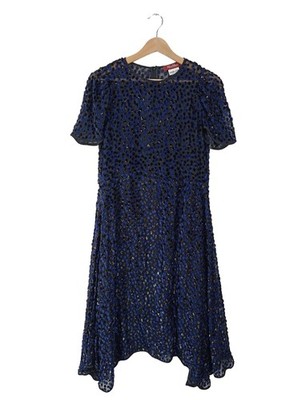 MAX MARA STUDIO Kurzarmkleid Damen Kleid Gr. DE 36 blau-schwarz Elegant