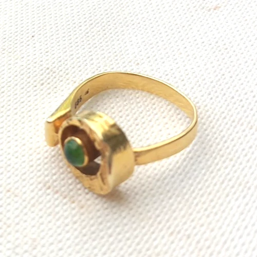 Edler Grüner Vintage Turmalin Ring 585 Gold Handarbeit Weite 56 80er Jahre - Bild 4 von 4