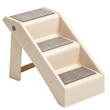 Pet Stairs for Small Dogs Cats Foldable 3 Step Non-Slip for Bed Sofa Couch Beige