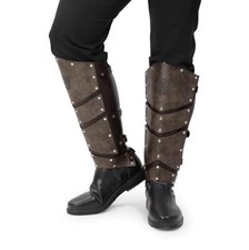 Medieval Faux Leather Leg Armor Boot Covers Adjustable Renaissance LARP Cosplay