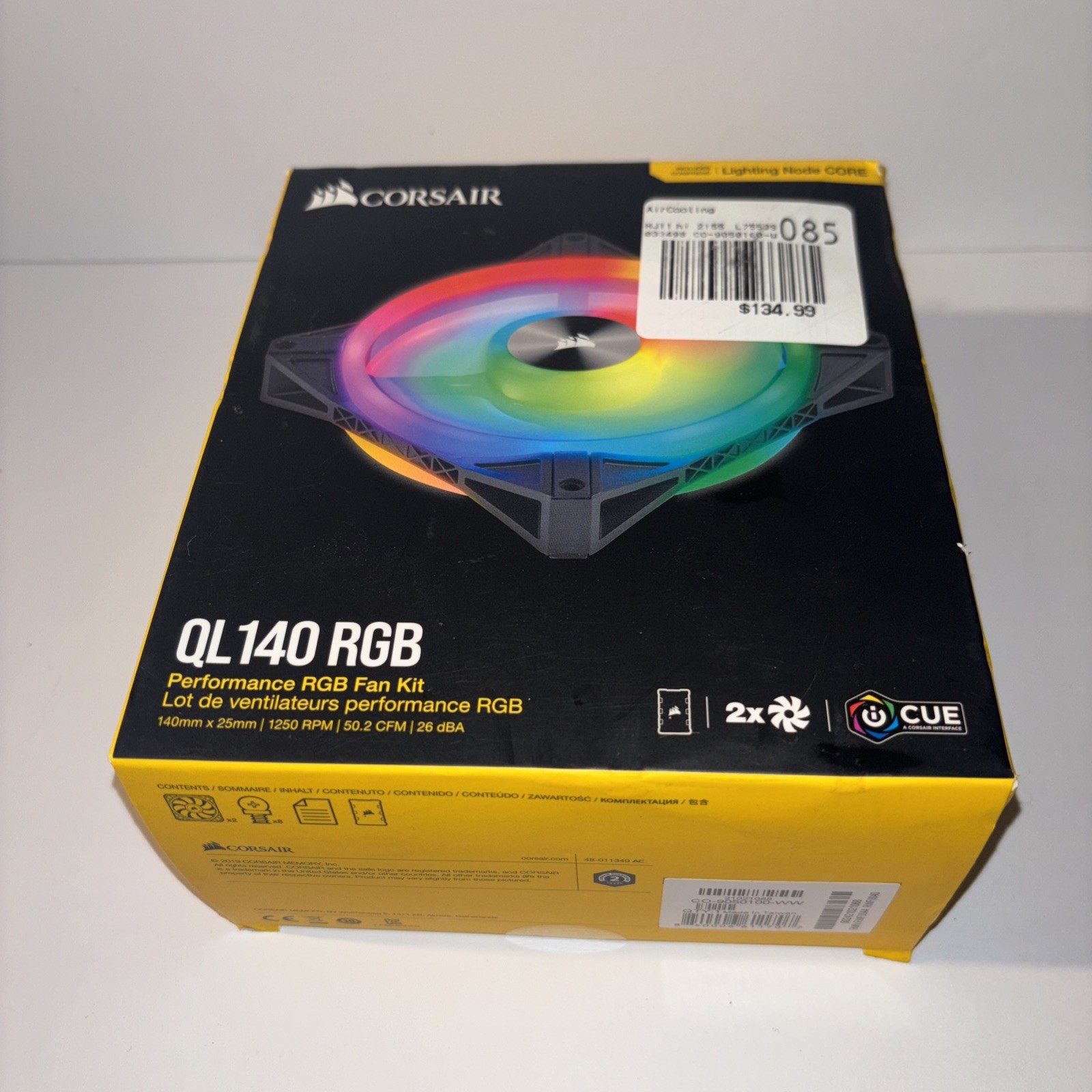 Corsair QL140 140mm Performance RGB 2 Fan Kit with Lighting Node CORE TWO FANS